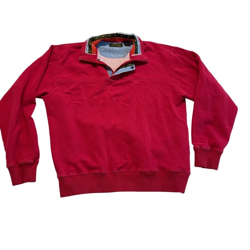 Orvis Sweatshirt Mens Large Red Excellent Quarter Zip Signature Collection Fly